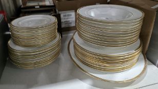 Collection of Crown Staffordshire Golden Glory plates having a white ground with gilt rim, including