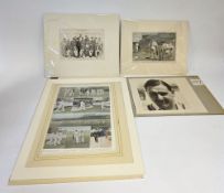 Two black and white photographs of Colin Cowdrey and W E Russell, labelled verso 'Wales West and