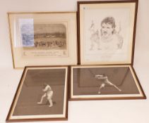 Reproduction print Grand National cricket match 1957, signed limited edition print of 'WG', J