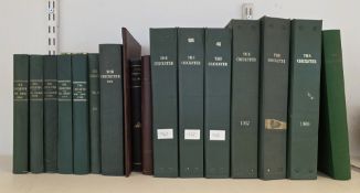 Various bound volumes of The Cricketer 1950, 51, 53, 54, 56, 61, single bound volume 1962 with