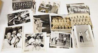 Large quantity of black and white press photographs, folders and a blue box file ( 1 shelf) (