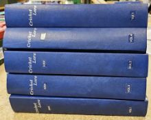 Cricket Lore bound volumes 1, 2, 3, 4 and 5 in blue folders