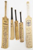 Five various miniature cricket bats to include Surridge, England, West Indies 1968 with facsimile