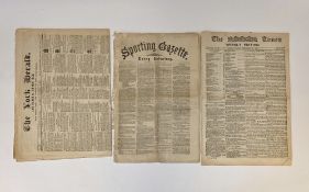 Sporting Gazette 1872, New York Herald 1853, other newspapers mentioning cricket, two copies of