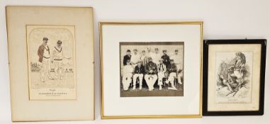 Quantity cricketing prints, photographs and other pictures including framed picture of 'The
