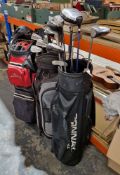 Collection of golf clubs including Calloway, Howson, Goudie, Slazenger, Tungstan Cooper, Mercury
