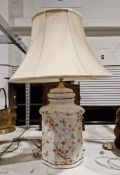 Modern table lamp decorated with flowers and butterflies