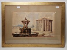 H.J. Jephson Watercolour View of the Temple of Vesta, Rome, signed and dated 1889 lower right,