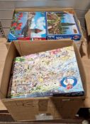 Two boxes of vintage jigsaw puzzles