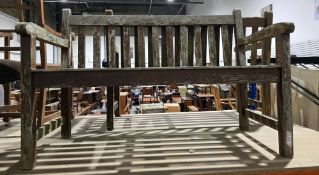 Weathered teak garden bench, 122cm wide