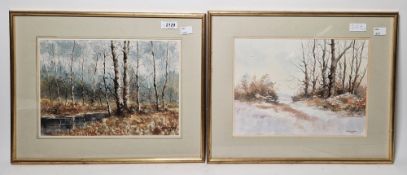R.G. Wilkinson Watercolour Two woodland river scenes, signed and dated 1983 lower right, framed