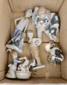 Two Lladro figures, two Nao figures and a Royal Osborne porcelain model of a spaniel (5)