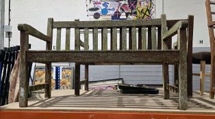 Weathered teak garden bench, 122cm wide