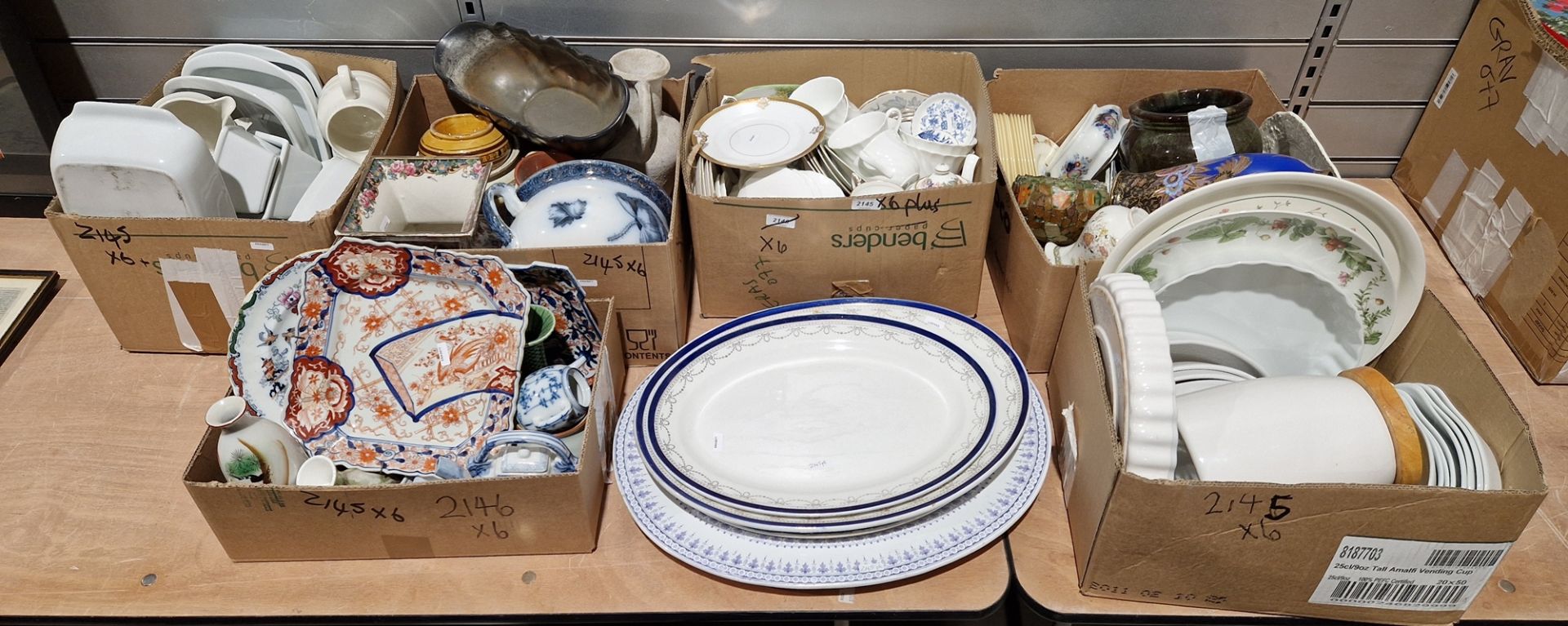 Large collection of ceramics including a Crown Derby chinoiserie-style vase, Royal Doulton