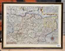 Handcoloured engraving of a map of Kent titled 'Cantivm/Quod Nunc Kent', double-sided, the reverse