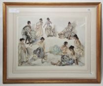 After Sir William Russell Flint 1880-1969) Print in colours 'Variations on a Theme', signed in