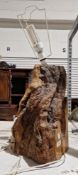 Modern table lamp, the base made from a root of a tree