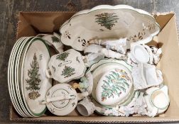 Small quantity of Spode 'Christmas Tree' pattern tablewares and assorted porcelain figurines (1 box)