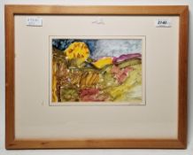 Odette Wells (21st century)  Acrylic on paper  Abstract landscape, signed in pencil, 20.5cm x 14.