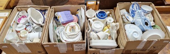 Four boxes of assorted ceramics including Wedgwood Jasperware, commemorative plates, West German