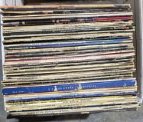 Two boxes of vinyl LP albums of mixed genre including Elvis, Neil Diamond, Frank Sinatra, The