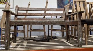 Weathered teak garden bench, 132cm wide