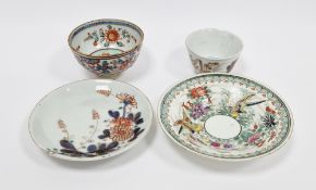 Group of Asian porcelain, including: an 18th century Imari teabowl and saucer, painted with
