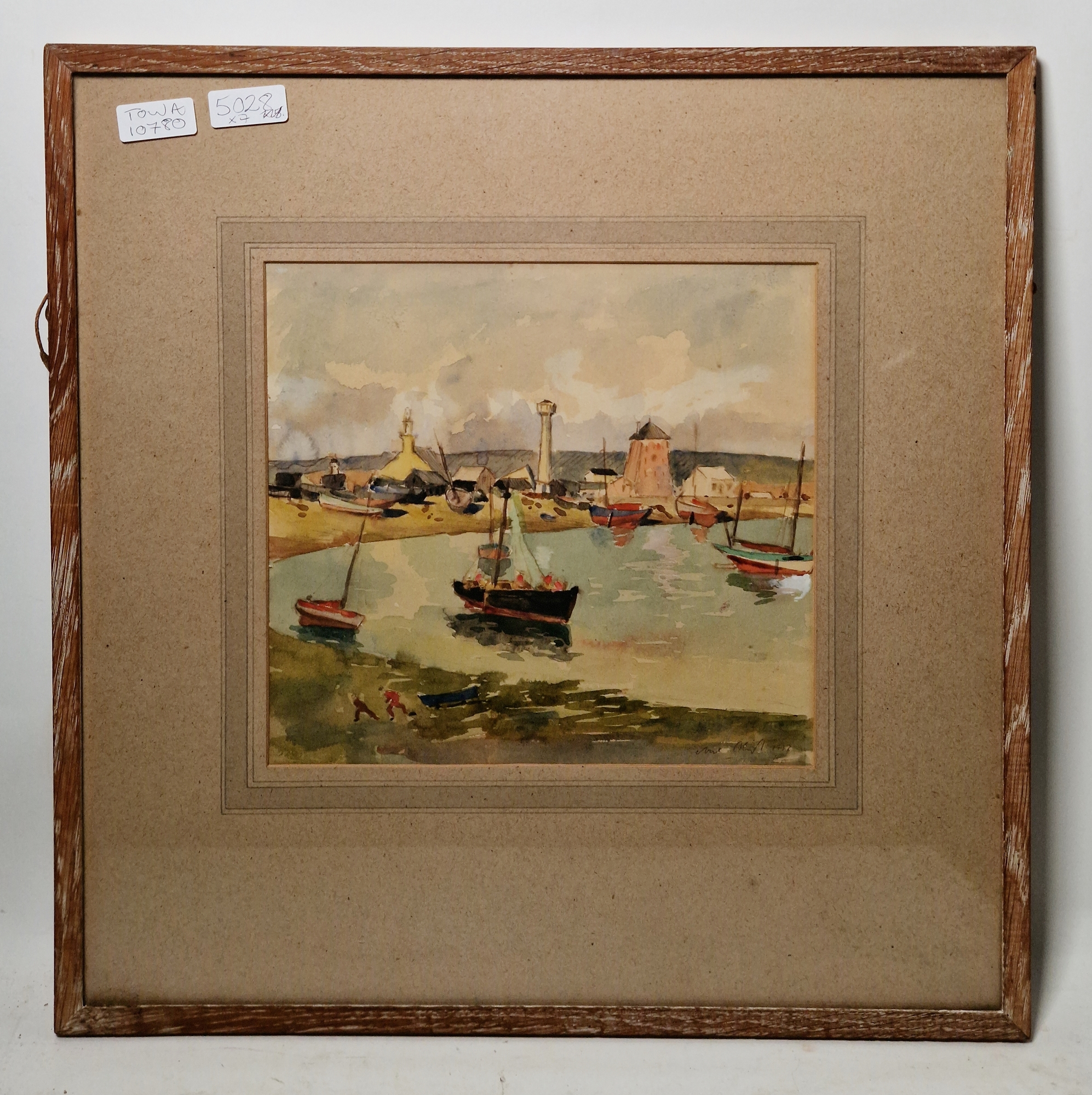 Noel Bligh (1888-1984) Watercolour "Camaret-sur-Mer", coastal scene with fishing boats, signed and - Image 7 of 14