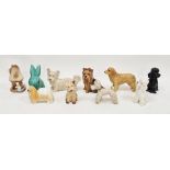 Collection of Sylvac models of dogs including poodles, a green rabbit (14cm high) and a House in the