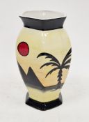Lorna Bailey Pyramid pattern baluster vase of faceted form, signed and titled to base in black
