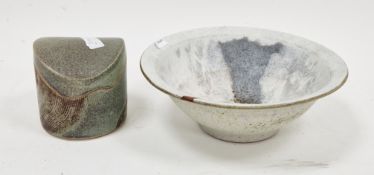 Anthony Bernulf Hodge (1949-2009) (Tony Hodge) studio stoneware bowl with grey, blue and brown