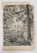 Albert de Belleroche (1864-1944) Lithograph Cottage in woods, signed in pencil lower right,