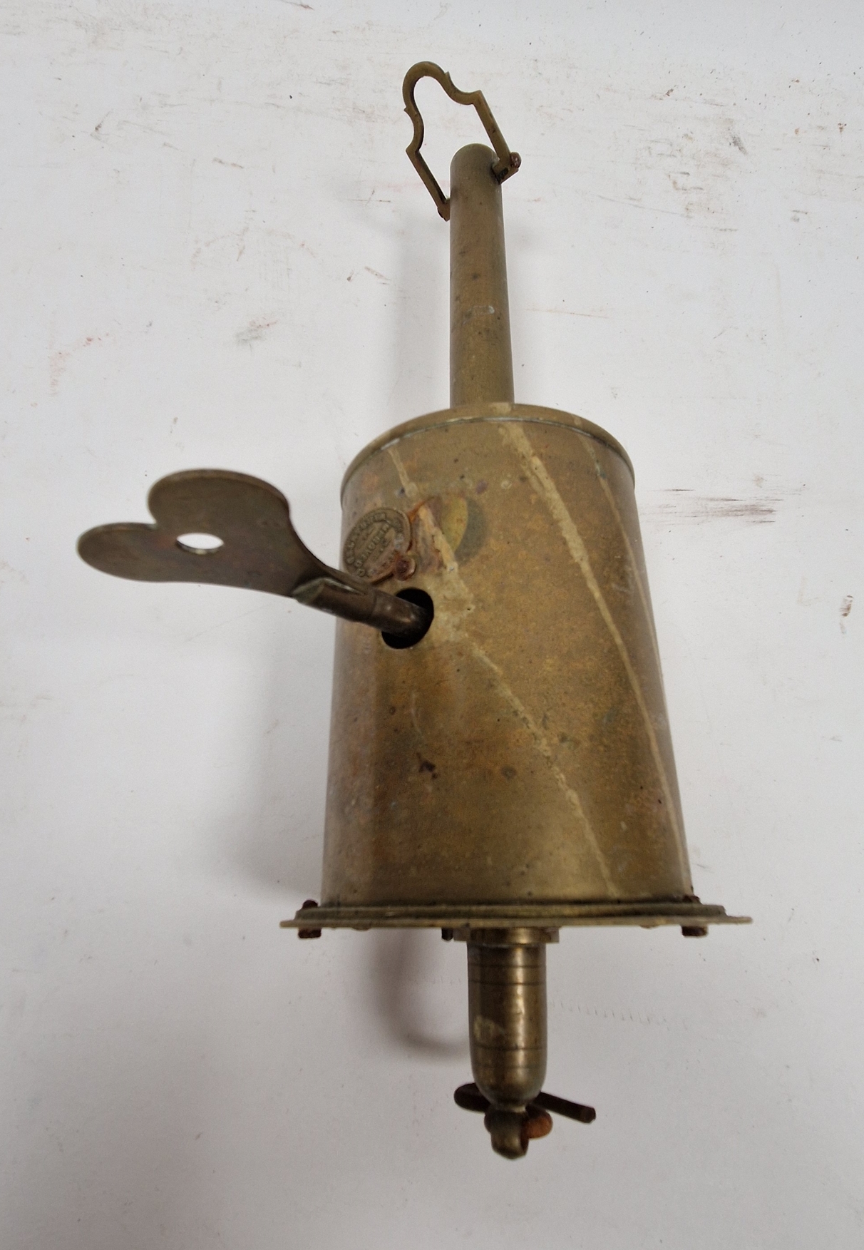A Powell & Hammer Revenge acetylene motorcycle lamp together with a Victorian Salter & Co. brass - Image 2 of 2
