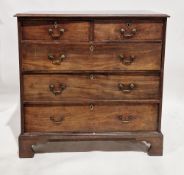 George III mahogany chest, the rectangular top with ogee moulded edge over two short and three