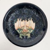 Moorcroft Cluny pattern dish designed by Sally Tuffin, impressed and painted marks, tubelined with