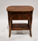 American reproduction ‘Hepplewhite’ style burr walnut marquetry humidor table, the oval top inlaid