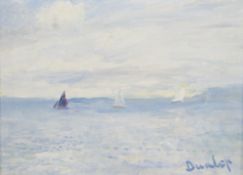 Ronald Ossory Dunlop (1894-1973)  Oil on board No.5 Seascape (I.of W.), three sailing boats at