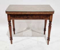 Early 19th century mahogany fold-over tea table, the rectangular top with rounded front corners,