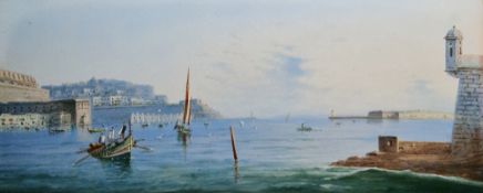 K. D'Esposito (act. c.1900) Watercolour & gouache Harbour View, Malta, signed and dated 1925 lower