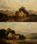 Martin M. Jacobi (1839-) Two oil on canvas Each depicting figures before a cottage in a landscape,