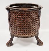 Early to mid 20th century mahogany jardiniere / planter of circular form, the sides covered in