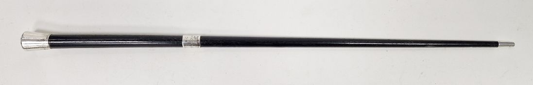 Edward VII silver-mounted and ebony conductor's baton, the central band engraved U.M.C. HY