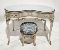 Mid-century French dressing table of kidney form, in the Louis XVI manner with a white finish, the