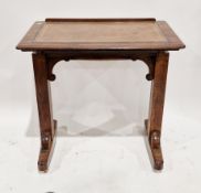 Victorian oak metamorphic reading/writing table, the rectangular top with brown leather inset