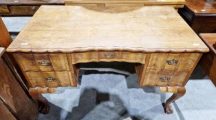 Early 20th century hardwood writing desk in the Queen Anne manner, possibly Chinese export, the
