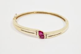14 ct yellow gold, diamond and ruby bracelet, stamped 14KT SJ, approx. 16.5 grams