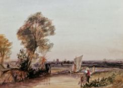 George Arthur Fripp (1813-1896) Watercolour  Figures in estuary landscape, signed lower right, 17.