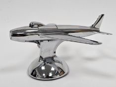 Dunhill novelty chrome table lighter in the form of an jet airplane, registered design 872899,