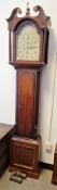 Scottish George III mahogany longcase clock, the hood with scrolling break neck pediment and brass