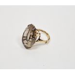 9ct yellow gold and smoky quartz dress ring, hallmarked Sheffield, 375, 1989, 9 grams gross